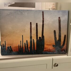 Desert Cactus Sunset Landscape Canvas Art Wall Art Decor 16” x 20”